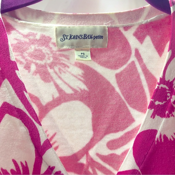 St. John's Bay 🅝🅦🅞🅣 Floral Pink Sweater Petite S - Picture 2 of 6